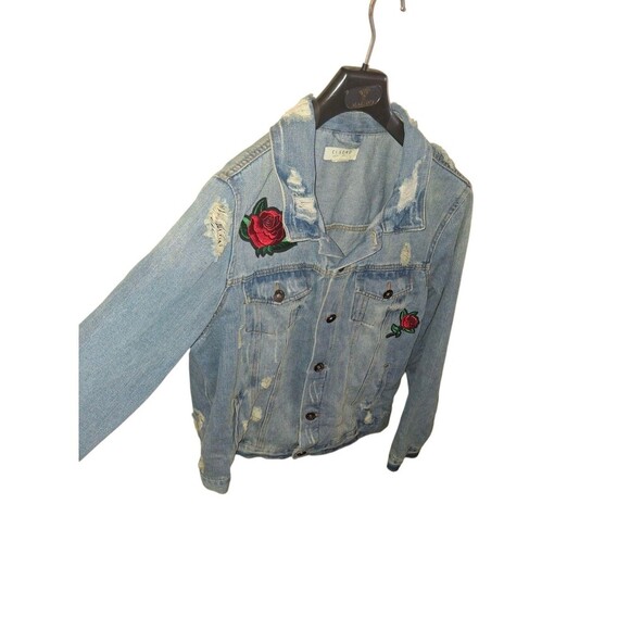Ci Sono Red Rose Patch Women's Denim Jean Jacket Size Large - Picture 6 of 9